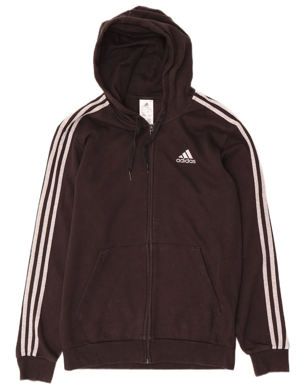 Maglione con cappuccio e zip da uomo ADIDAS UK 40/42 cotone nero medio
