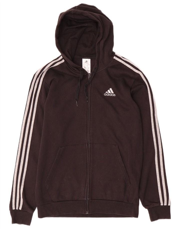 Maglione con cappuccio e zip da uomo ADIDAS UK 40/42 cotone nero medio