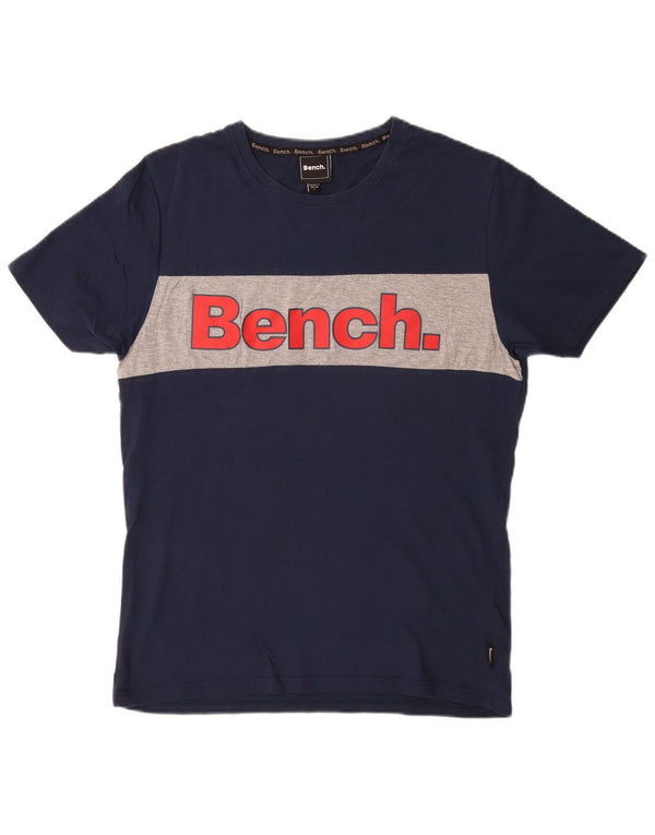 T-shirt grafica da uomo BENCH Top EU 52 Large blu navy in cotone color block