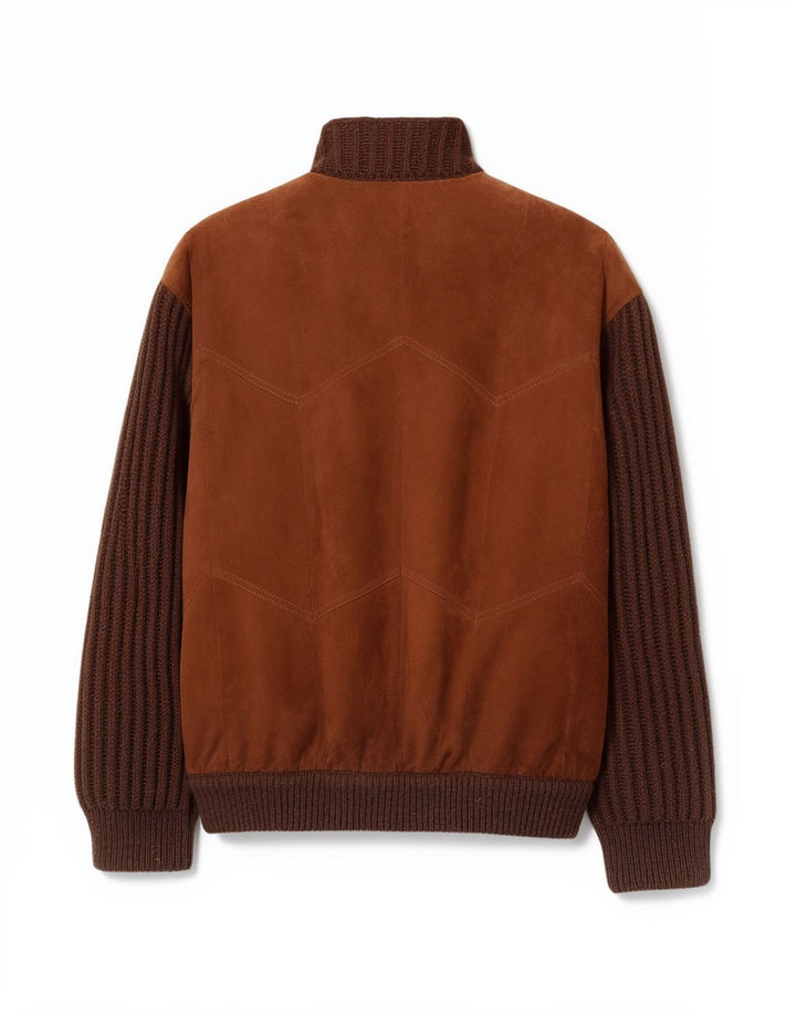 Giacca in pelle scamosciata da uomo Bizzarro IT 50 Large Marrone Colourblock