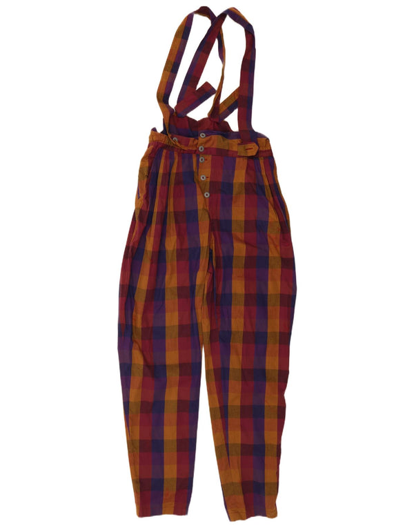Pantaloni salopette da donna VINTAGE EU 38 Medium W32 L33 a quadri multicolore