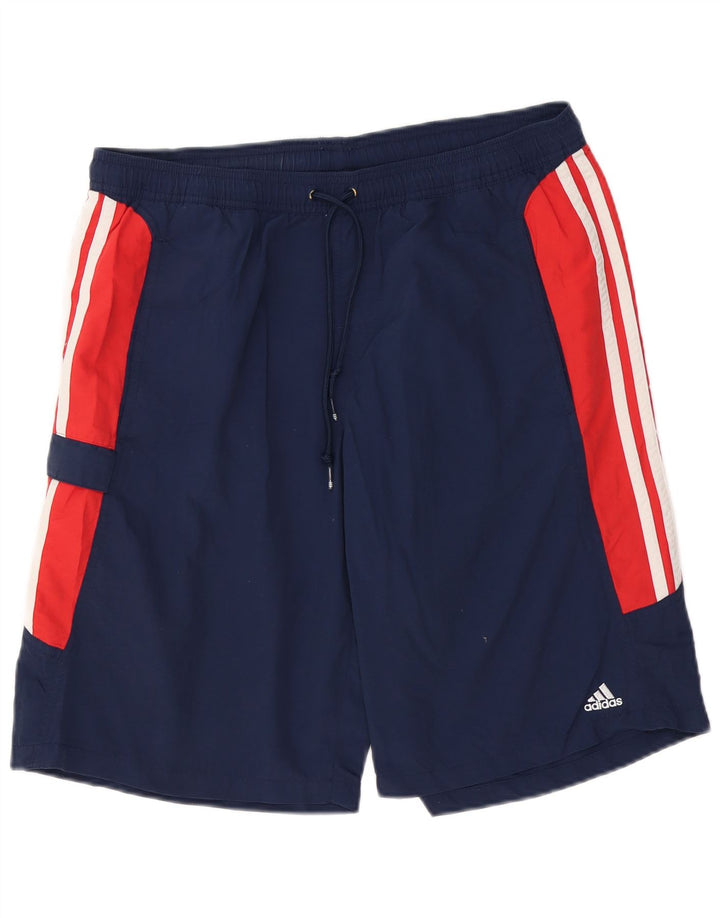 Pantaloncini sportivi da uomo ADIDAS grandi in poliestere color block blu navy