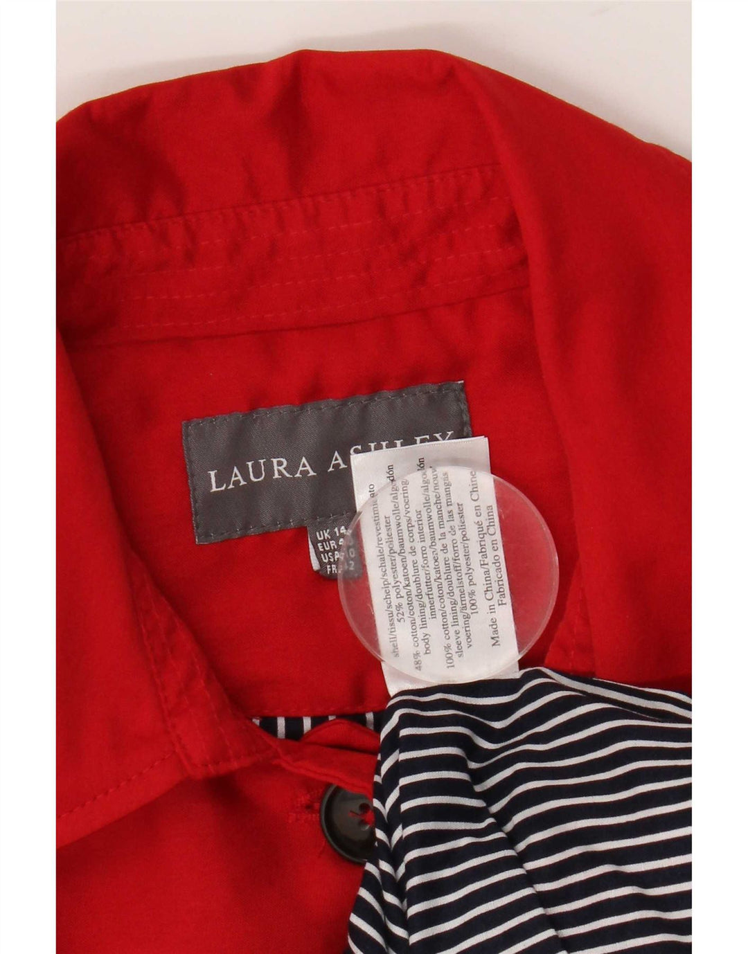 Trench da donna Laura Ashley UK 14 poliestere rosso medio