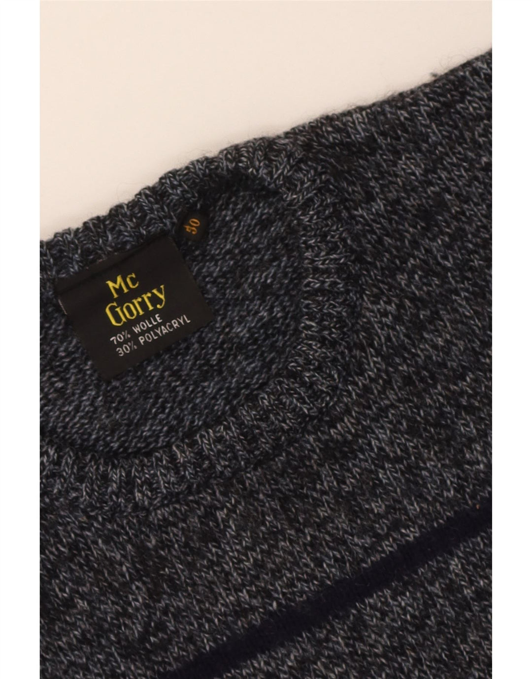 Maglione vintage da uomo girocollo IT 50 in lana a righe grigio medio