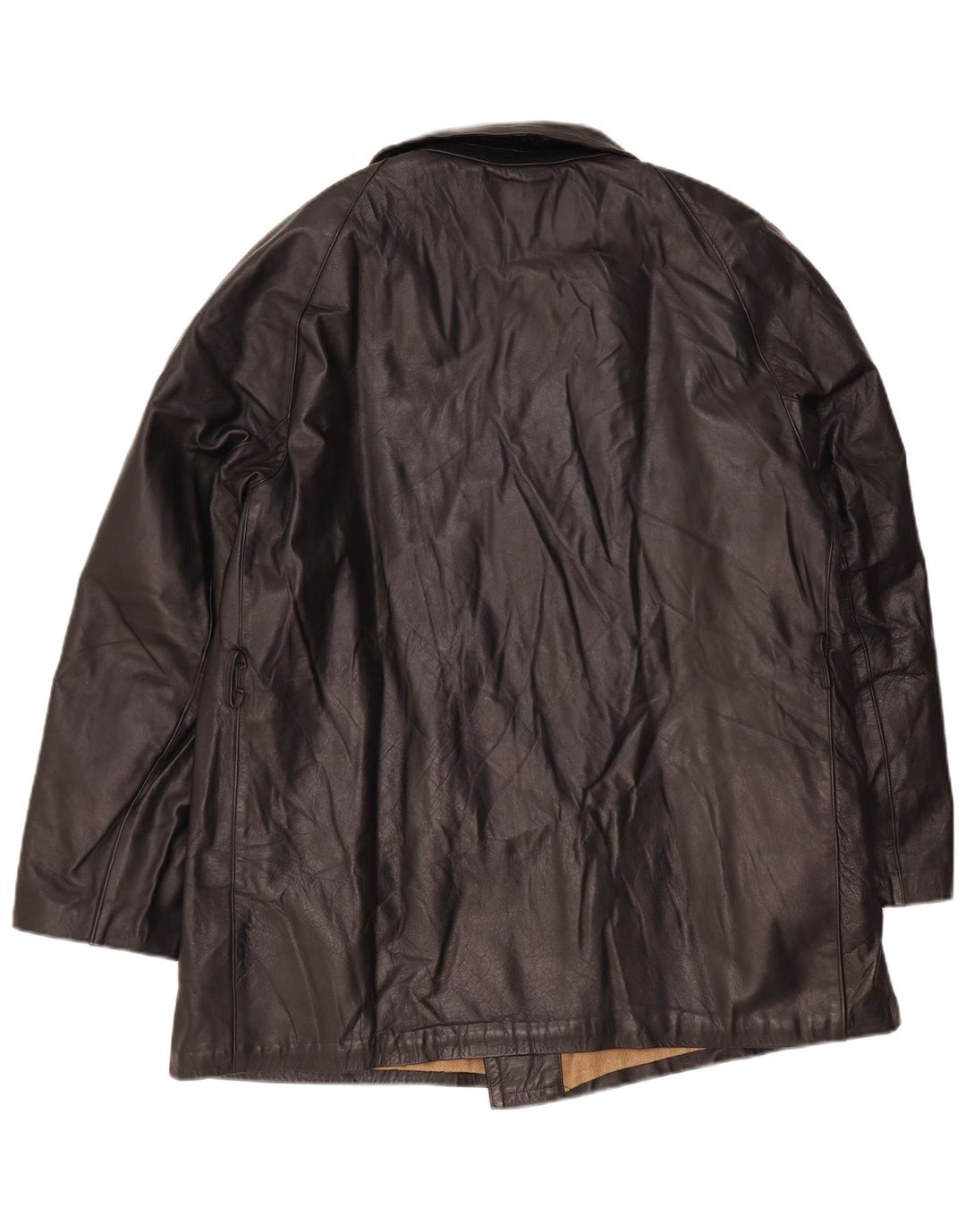 Giacca in pelle doppiopetto vintage da uomo IT 56 3XL Nera