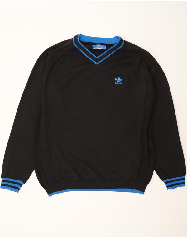 Maglione Adidas da uomo con scollo a V XL in cotone a righe nere