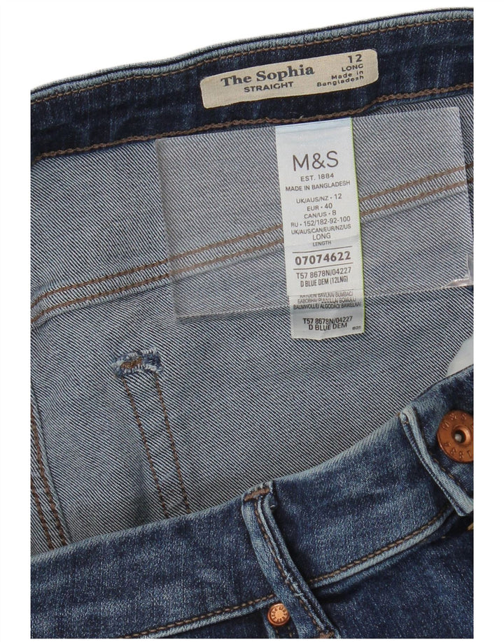 MARKS & SPENCER Jeans dritti Sophia da donna UK 12 Medio W30 L33 Blu