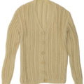 Maglione cardigan all'uncinetto da donna vintage UK 14 medio bianco sporco