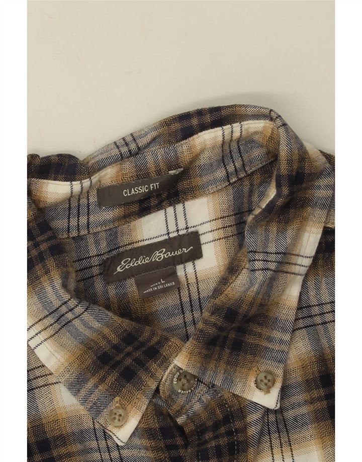 Eddie Bauer Camicia da uomo in flanella dalla vestibilità classica, in cotone a quadri marroni grandi