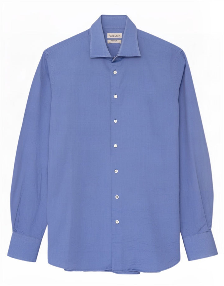 Camicia Zara Uomo Blu Medio in cotone