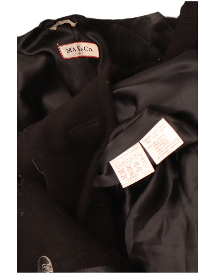 Max & Co. Cappotto doppiopetto da donna UK 12 Lana vergine nera media