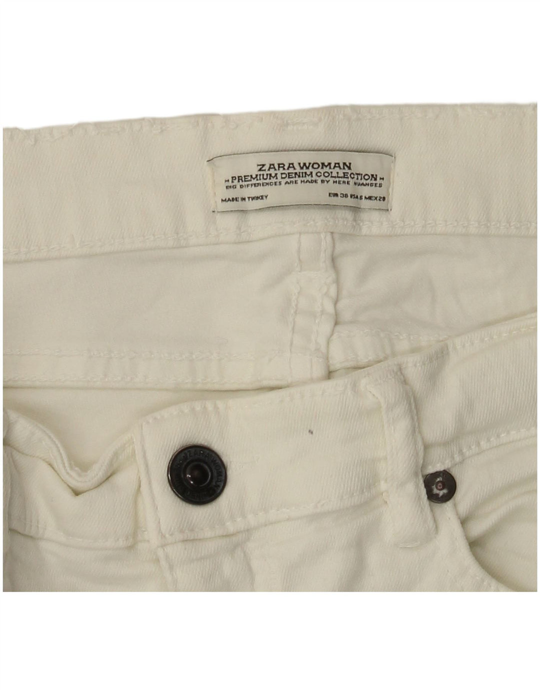 Jeans slim da donna ZARA EU 38 Small W28 L26 Bianco