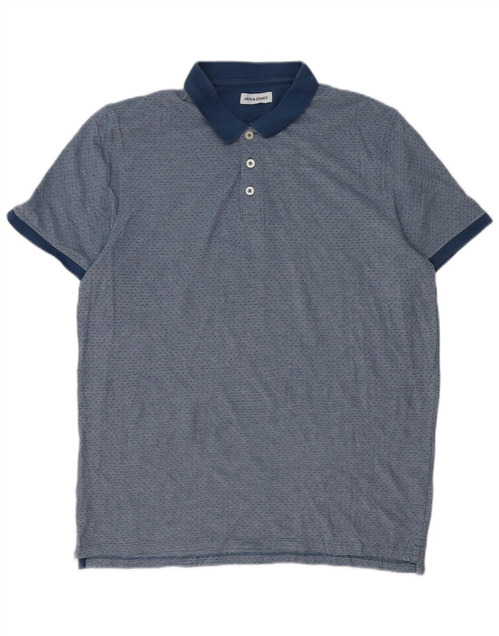 Polo da uomo Jack & Jones XL in cotone maculato blu