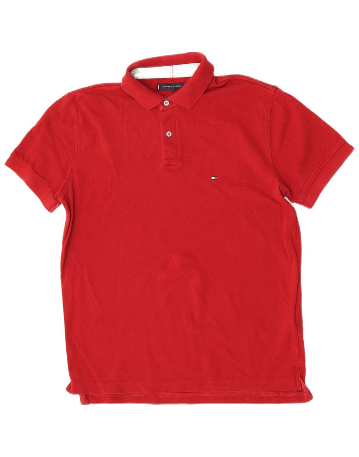 Polo da uomo vestibilità regolare Tommy Hilfiger in cotone bordeaux medio