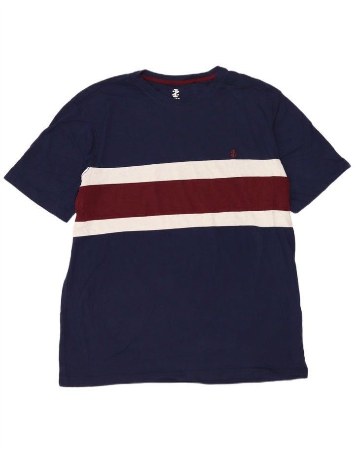 T-shirt da uomo IZOD Top Large in cotone color block blu navy