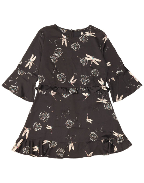 Abito a trapezio da donna Zara con maniche a 3/4 UK 18 XL Nero floreale