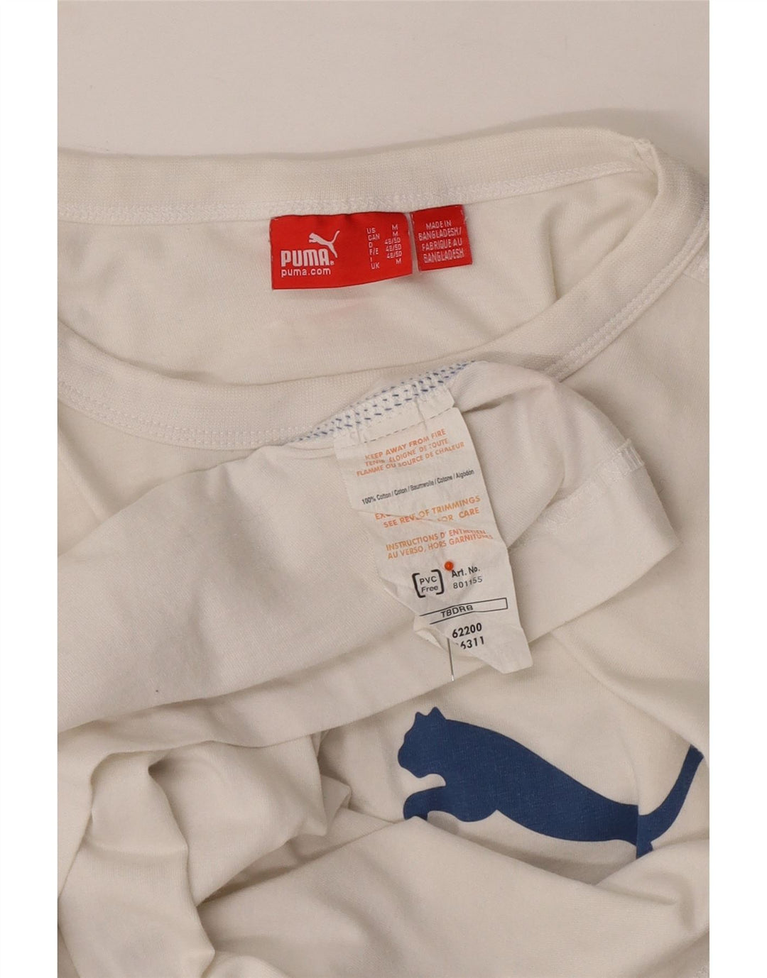 PUMA Top grafico da uomo a maniche lunghe in cotone bianco medio