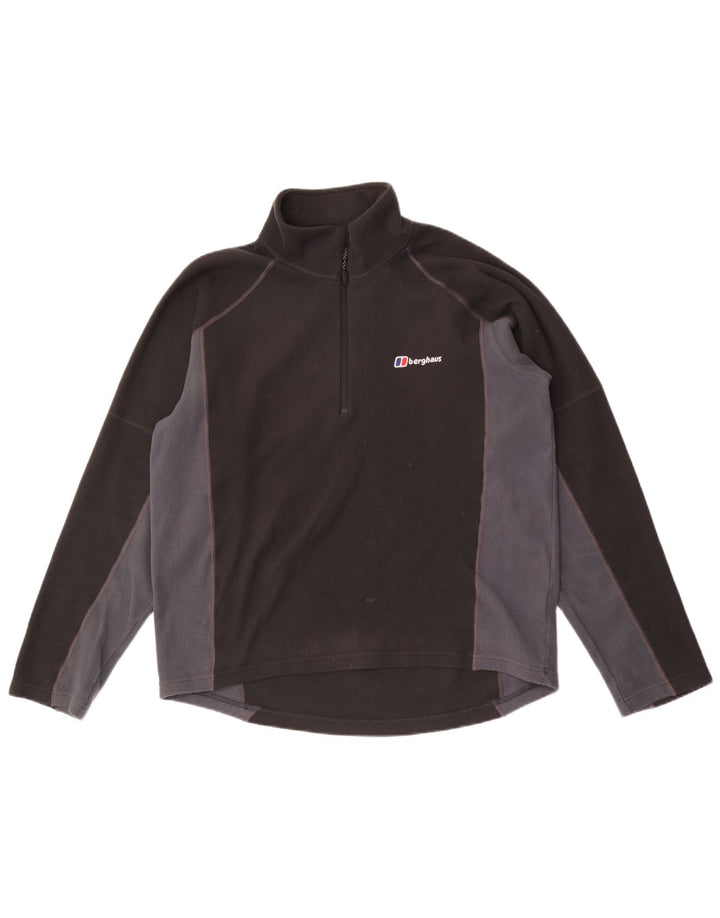 Maglione in pile da uomo BERGHAUS con zip e collo in poliestere color block grigio medio