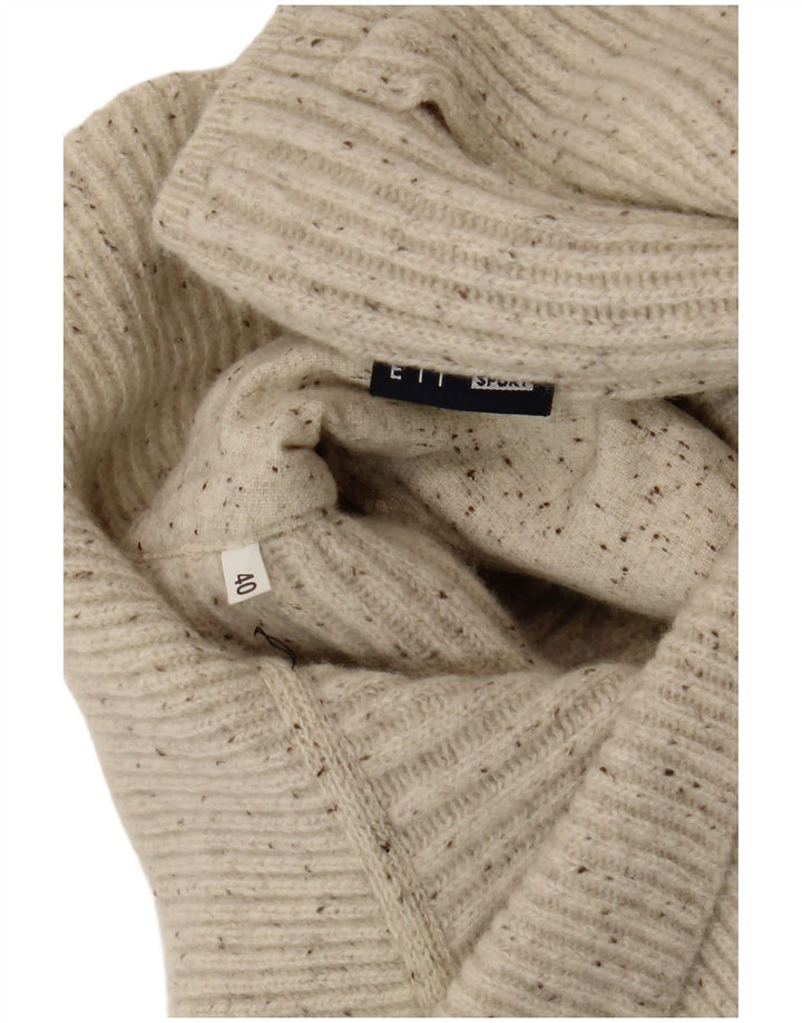 Maglione vintage da donna con collo a scialle EU 40 medio bianco sporco screziato