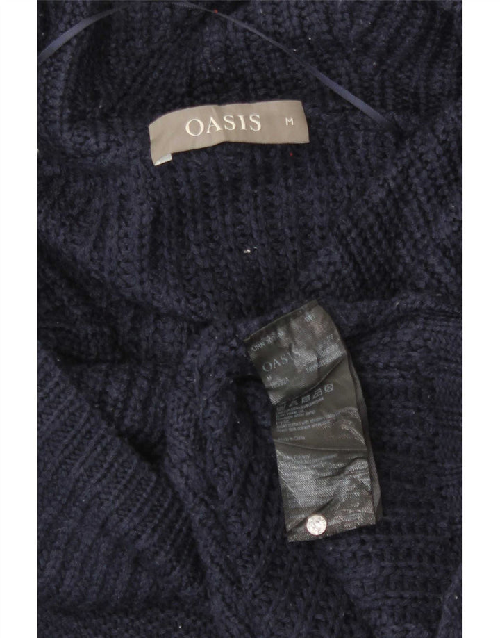 Maglione maglione a collo alto da donna Oasis UK 14 poliacrilico medio blu navy