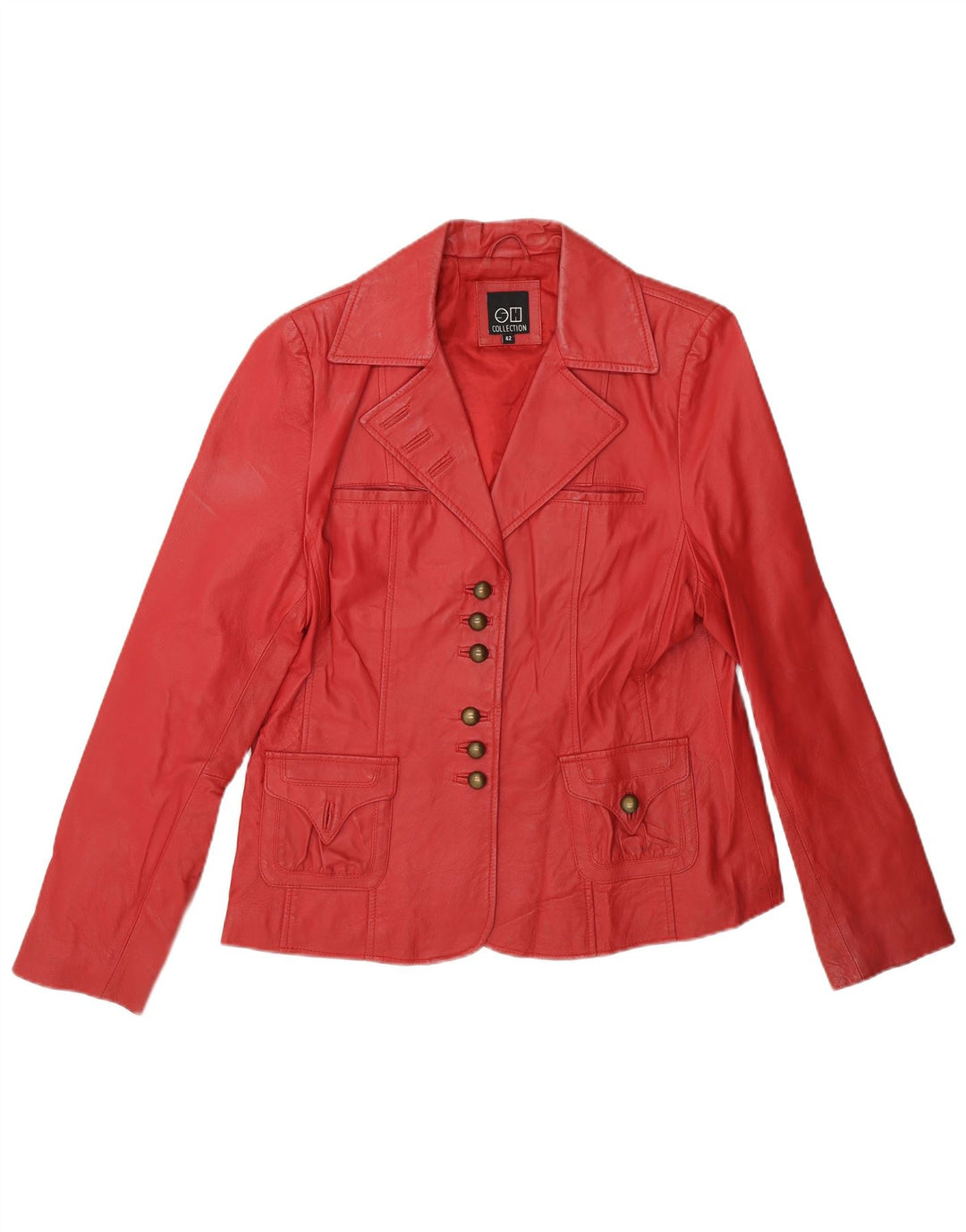 Giacca blazer vintage in pelle da donna a 6 bottoni IT 42 Rosso medio