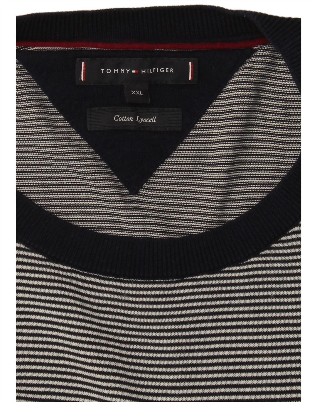 TOMMY HILFIGER Maglione maglione girocollo da uomo 2XL Gessato blu navy