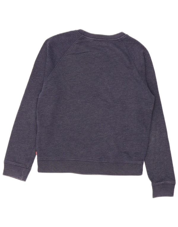 Levi's Donna Felpa Corta Oversize Maglione UK 10 Small Blu Navy