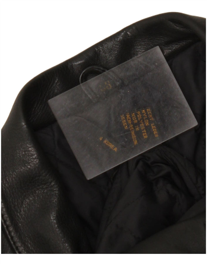 Giacca da motociclista in pelle da donna VINTAGE UK 18 XL Pelle nera