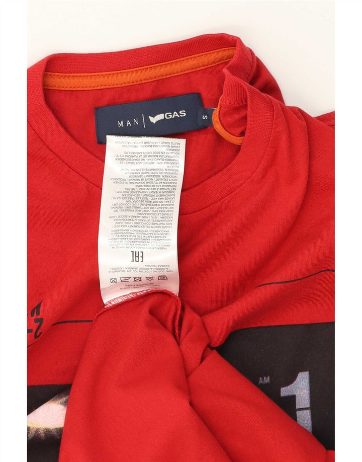 T-shirt grafica da uomo Gas Top piccola in cotone rosso