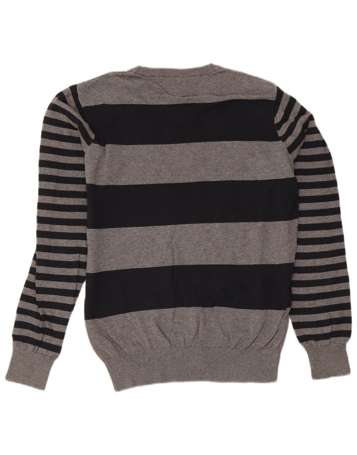 Maglione da uomo con scollo a V Jack & Jones, cotone grigio medio a rombi/diamante