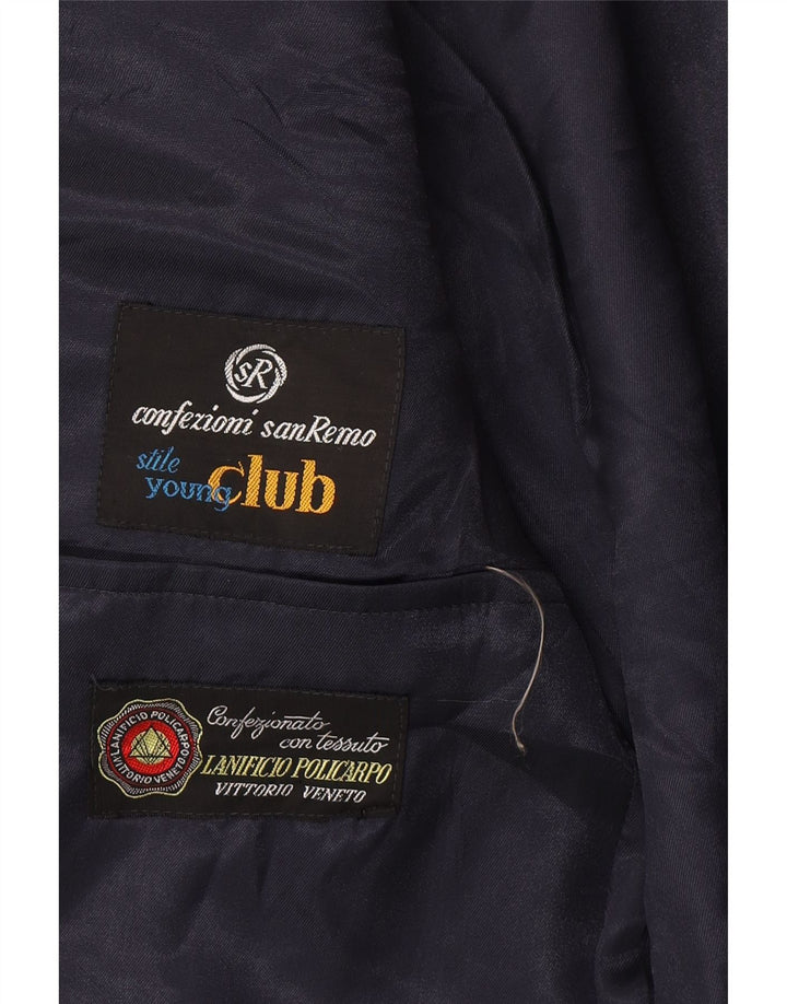Giacca blazer vintage da uomo Club IT 50 grande a righe blu navy