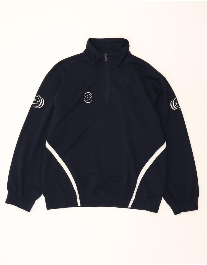 Felpa da uomo con collo con zip Lotto Maglione XL Blu navy in poliestere
