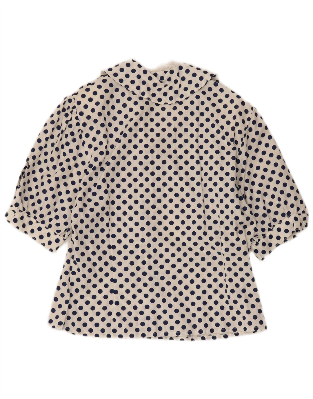 Camicetta da donna a mezza manica VINTAGE UK 12 a pois bianchi medi