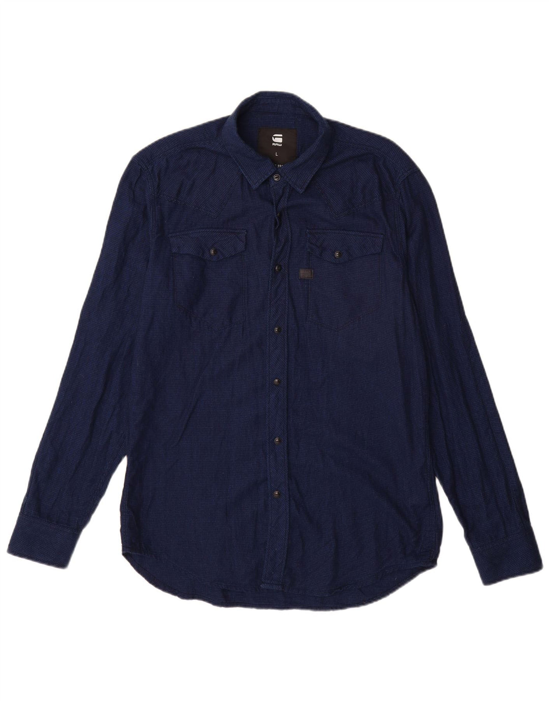 Camicia in flanella da uomo G-Star grande in cotone pied de poule blu navy