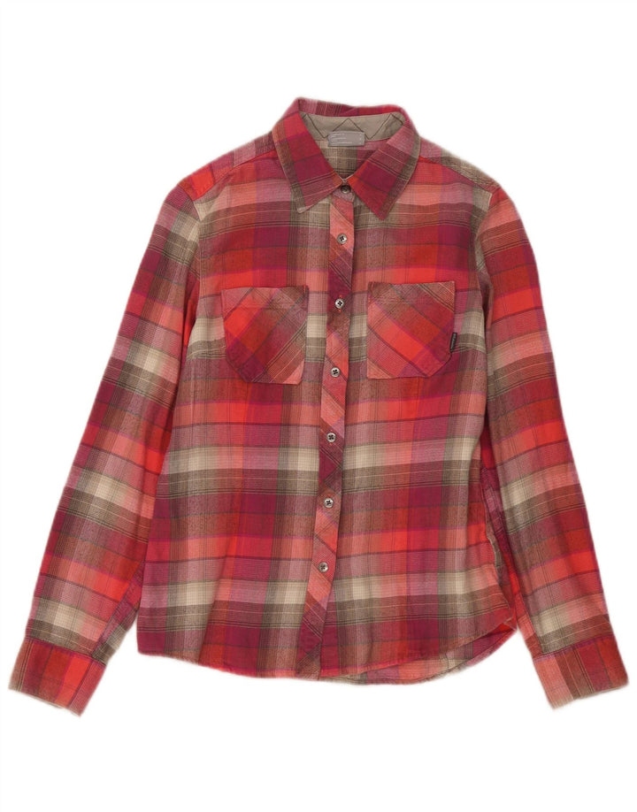 Camicia in flanella da donna Columbia UK 10 piccolo cotone a quadri rossi