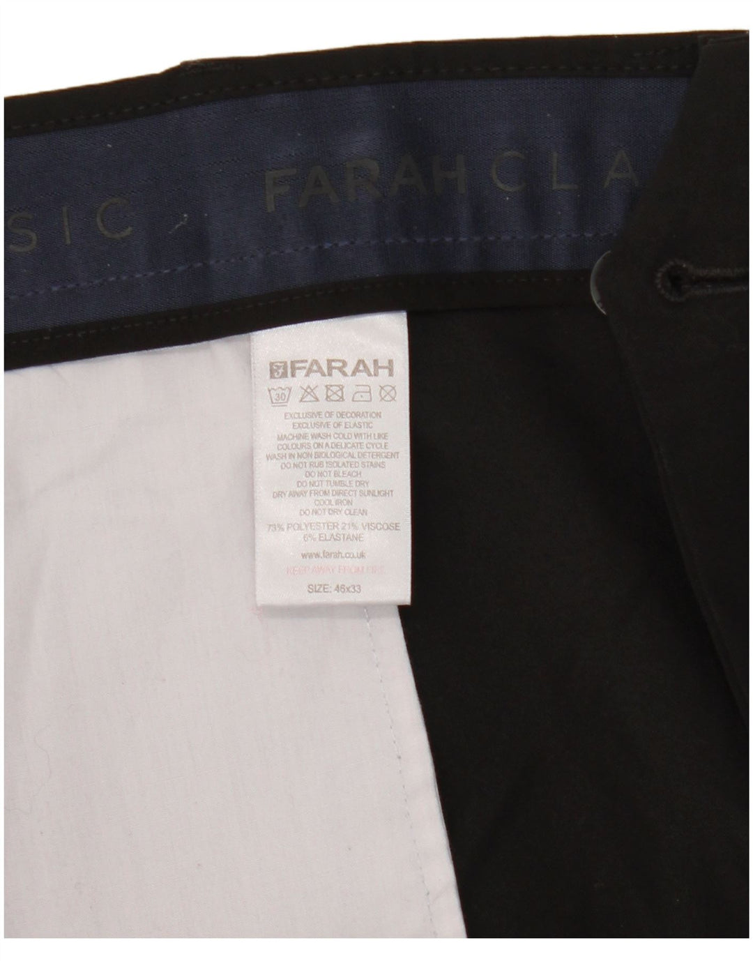 Pantaloni da abito dritti da uomo Farah W46 L33 poliestere nero