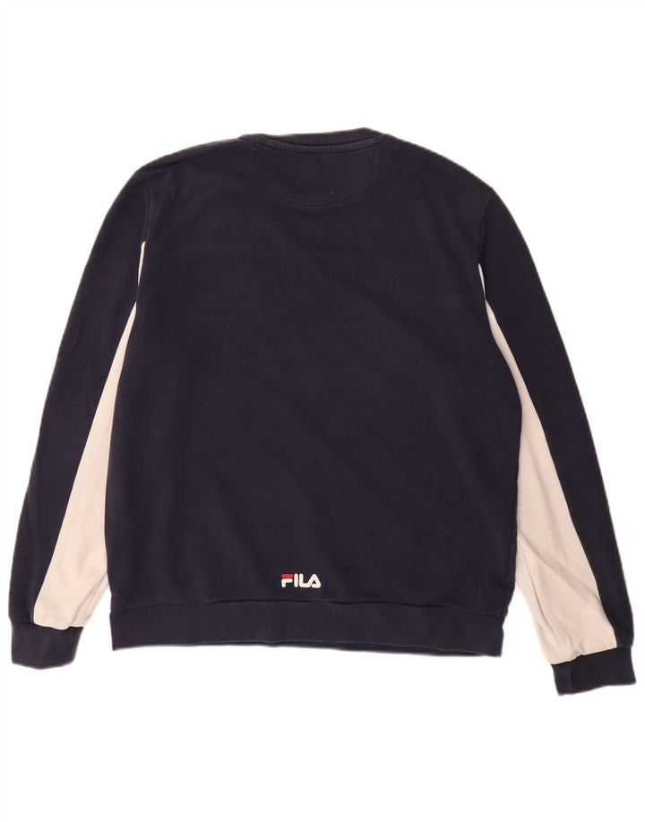 FILA Mens Sweatshirt Jumper Small Navy Blue Colourblock