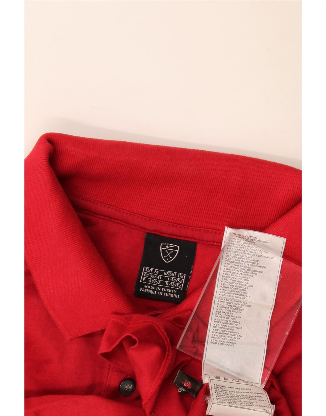 Polo Nike Uomo UK 39/41 Cotone Rosso Medio