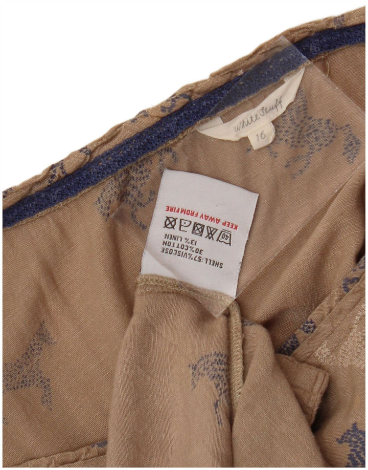 WHITE STUFF Abito da donna a trapezio con grafica UK 16 Grande stampa animalier beige