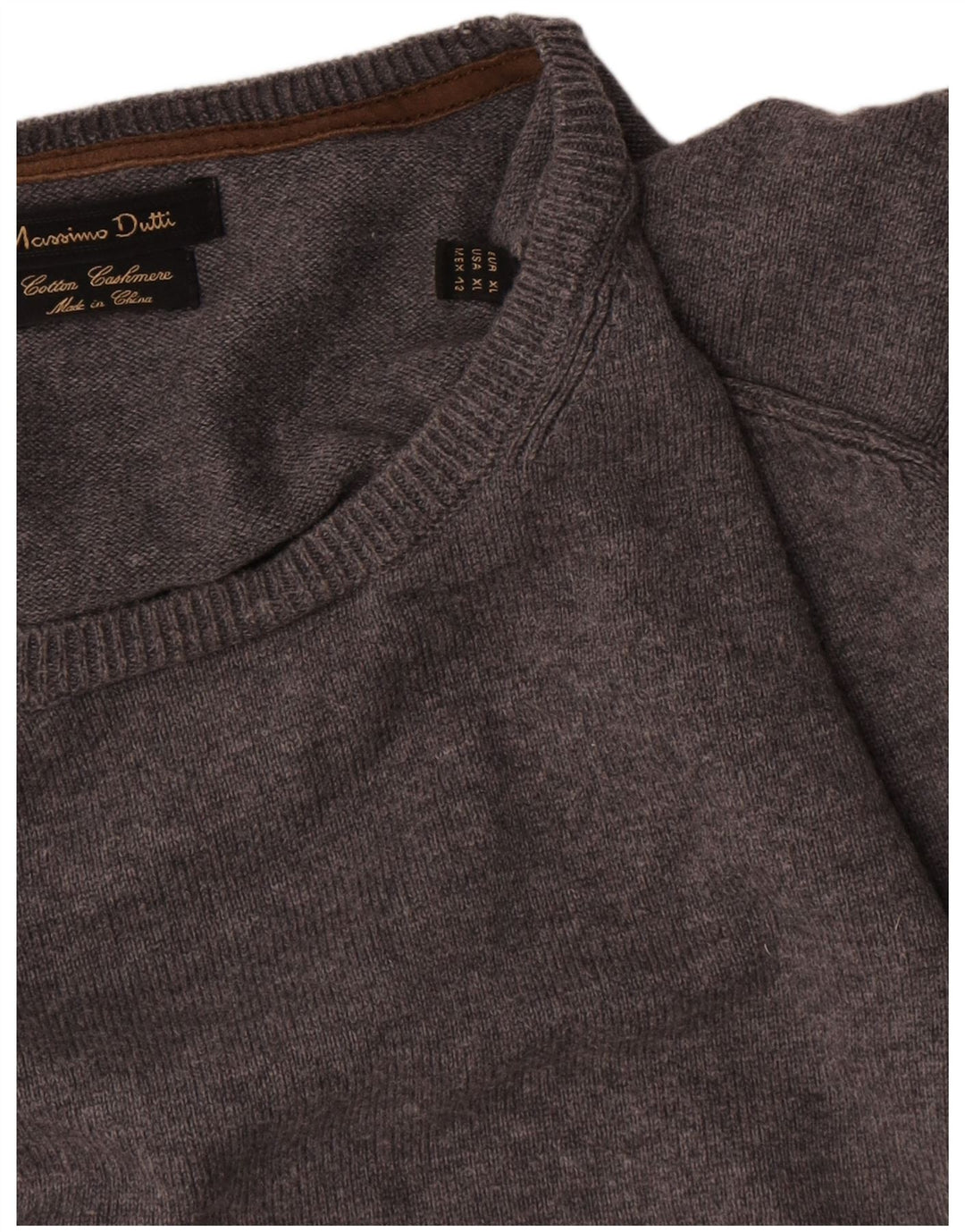 Maglione maglione girocollo da uomo Massimo Dutti XL in cotone grigio