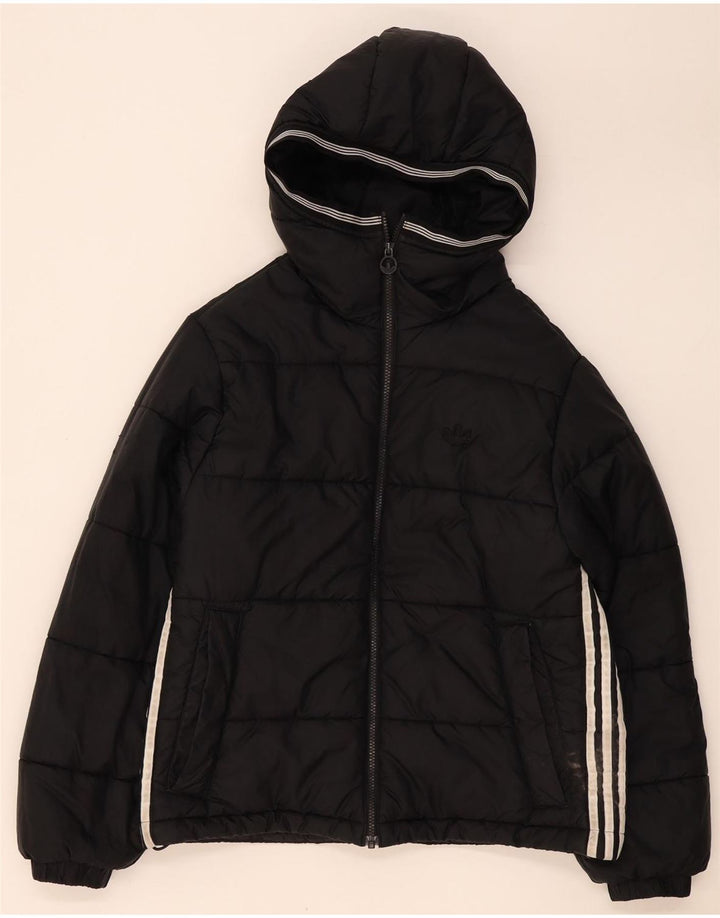 Giacca imbottita oversize con cappuccio da donna Adidas UK 10 piccola poliestere nero