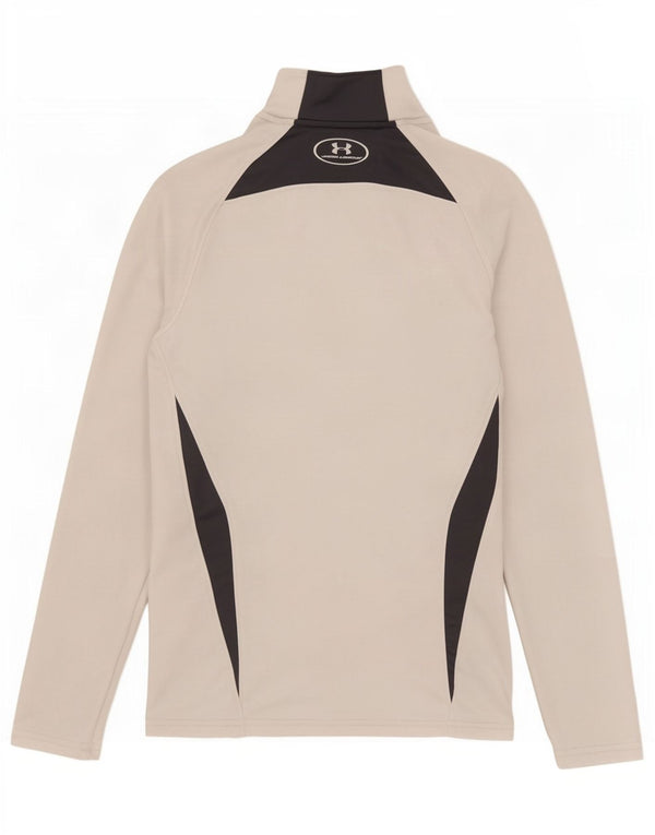 Under Armour Uomo Cold Gear Top manica lunga piccolo bianco colorblock