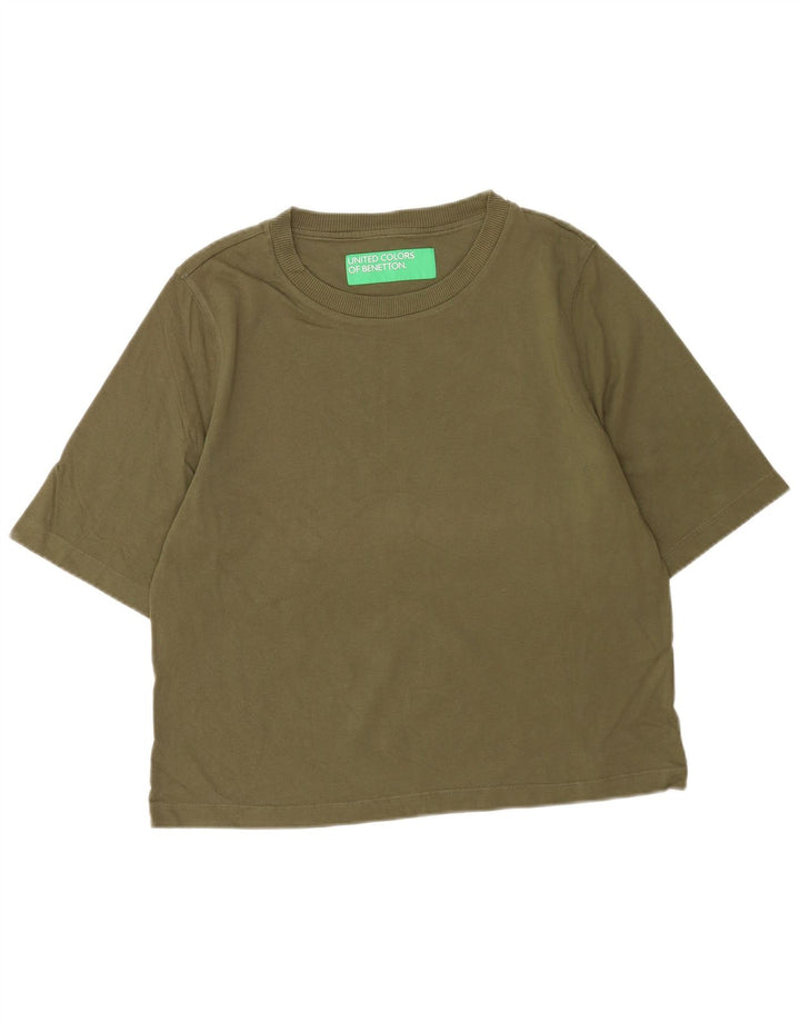 T-shirt da donna Benetton Top UK 14 cotone kaki medio