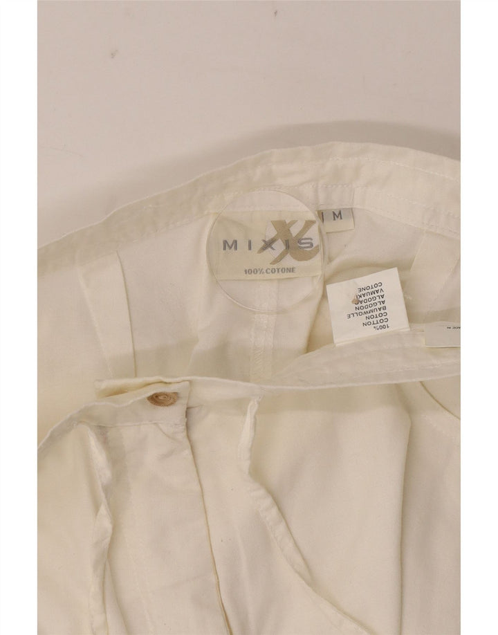Pantaloni capri dritti da donna VINTAGE medi W28 L18 cotone bianco