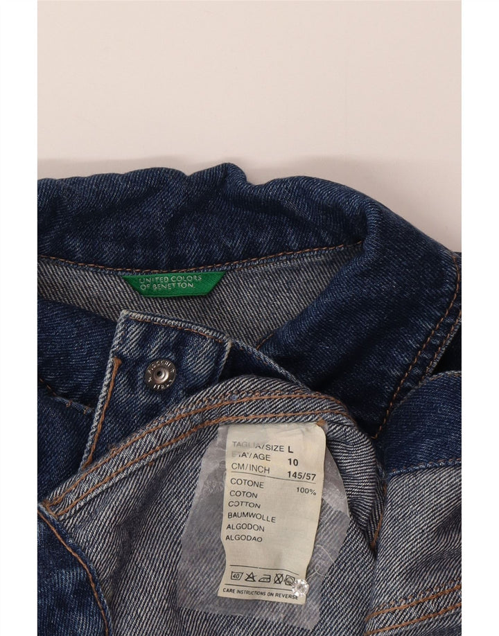 Giubbotto Jeans Benetton Bambino 9-10 Anni Large Blu Cotone
