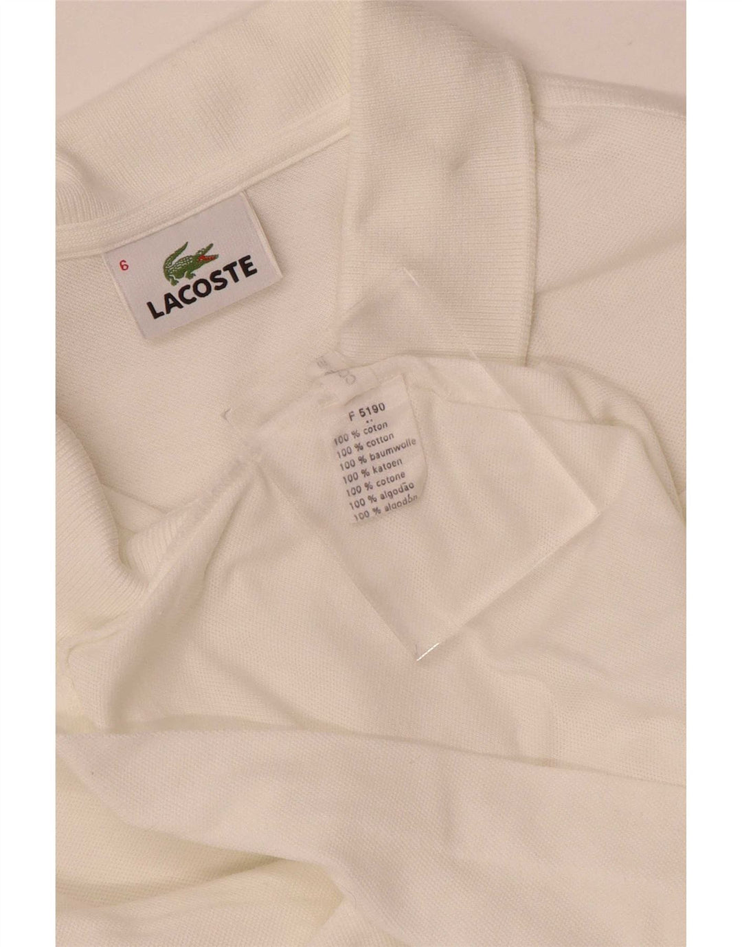 Polo da uomo Lacoste taglia 6 XL in cotone bianco