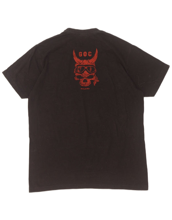 T-shirt grafica da uomo vintage top grande in cotone nero