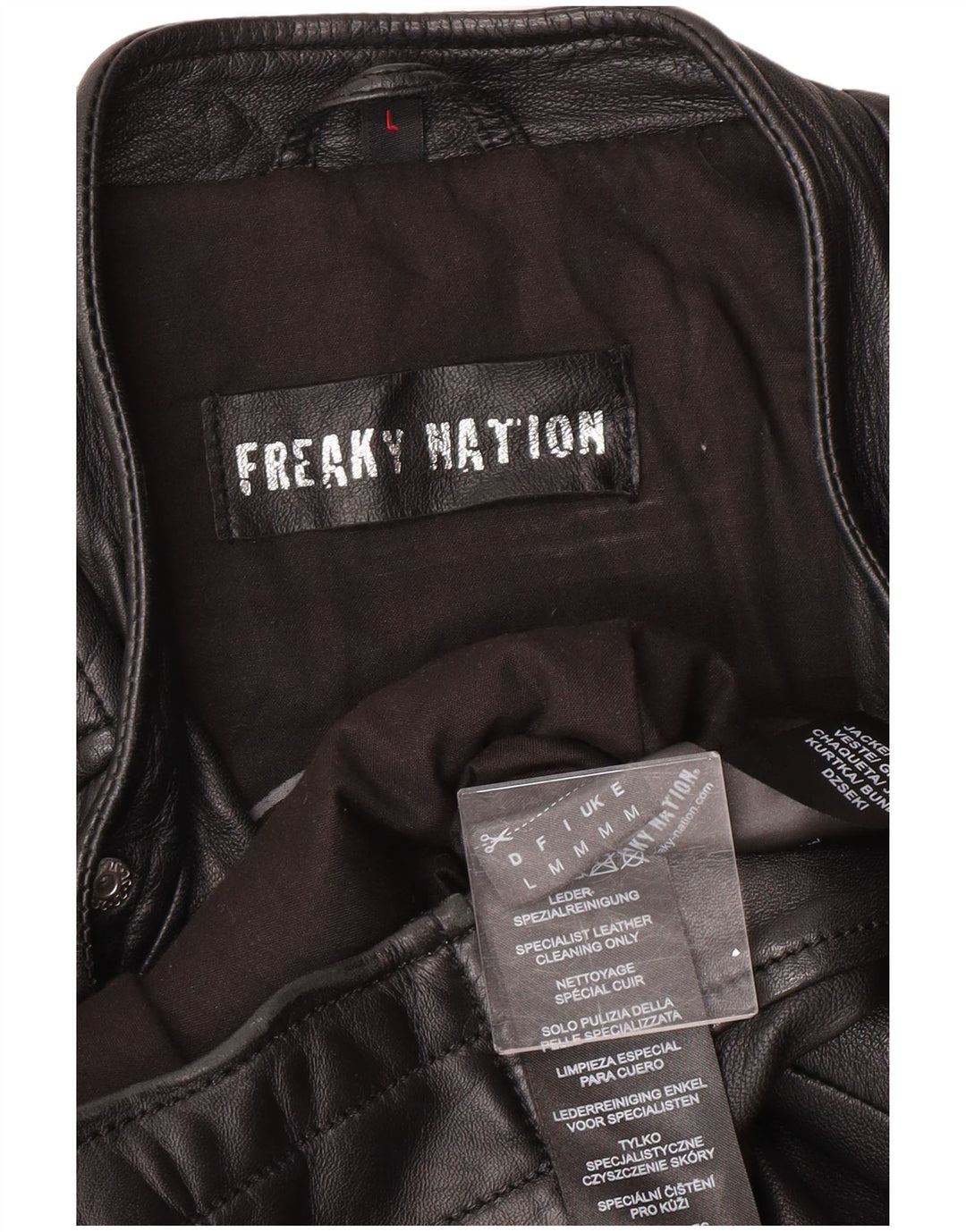 Giacca da motociclista in pelle da uomo Freaky Nation UK 38 Pelle nera media
