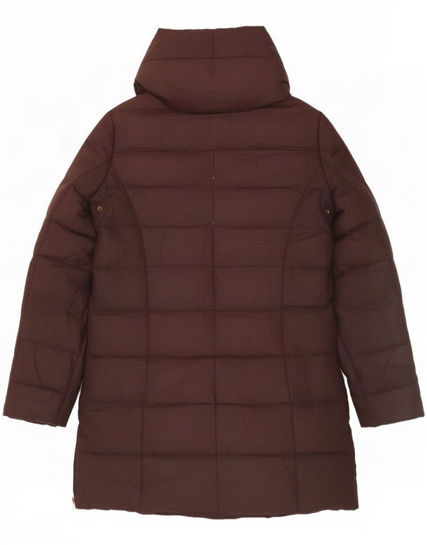 Giacca imbottita con cappuccio da donna Zara UK 14 grande marrone poliestere