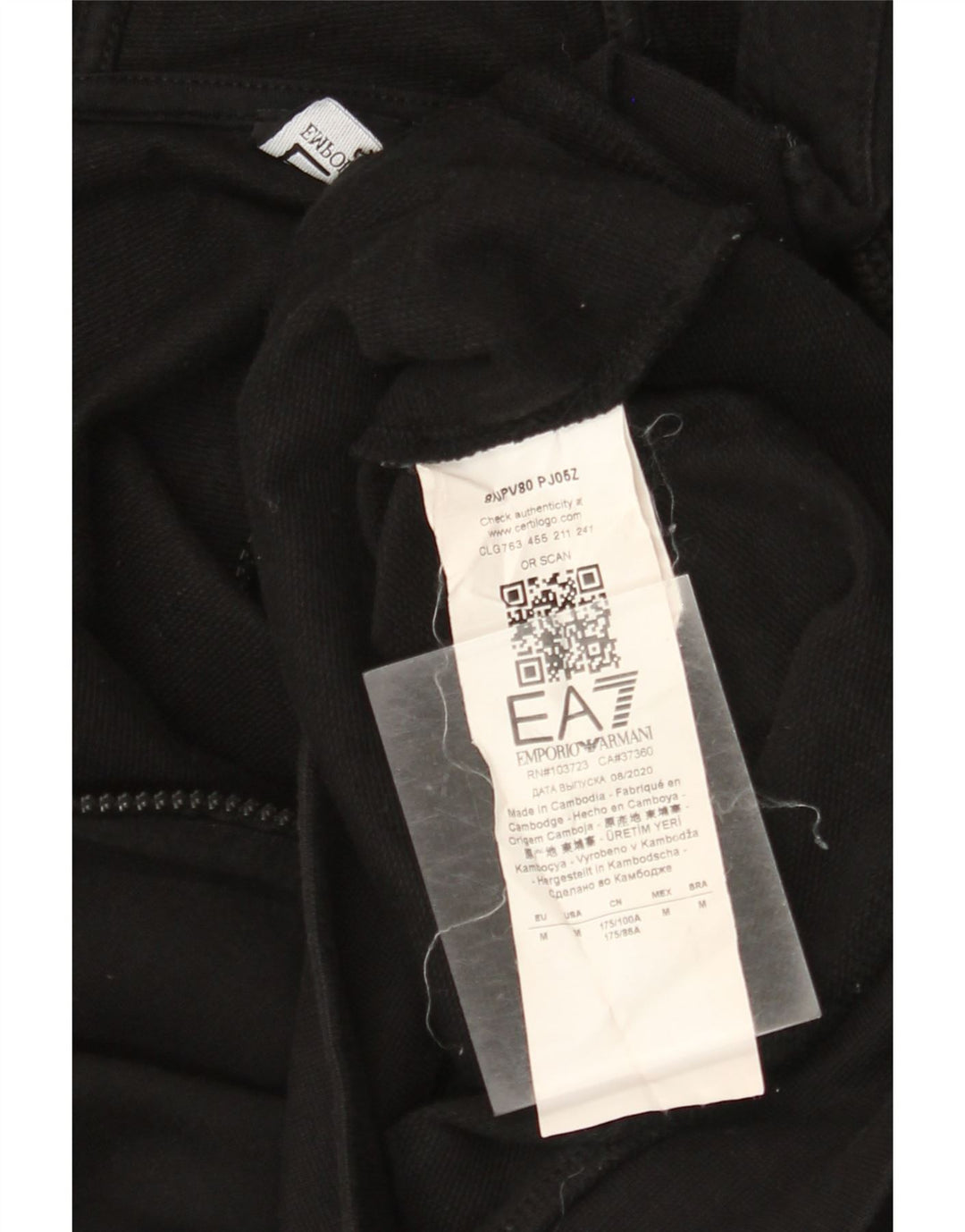 EMPORIO ARMANI Maglia con cappuccio e zip da donna UK 14 Medio Nero Cotone